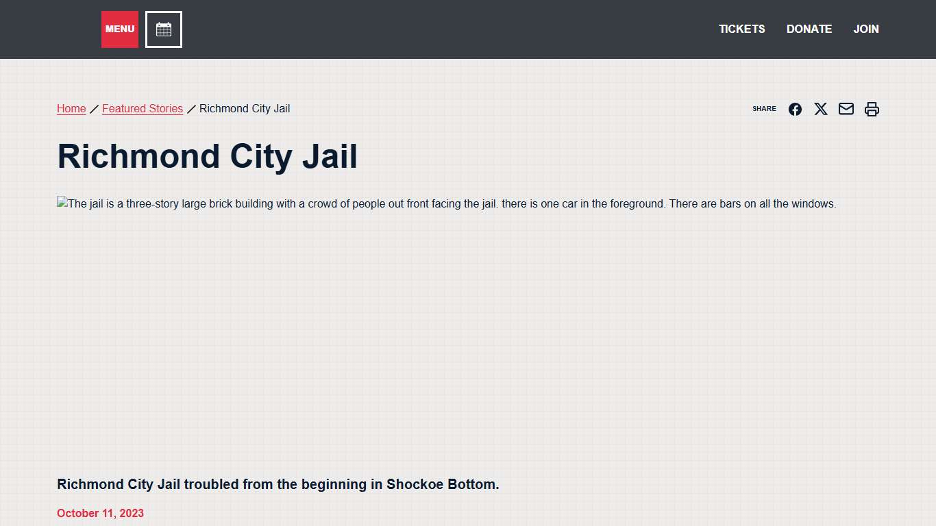 Richmond City Jail - The Valentine Museum